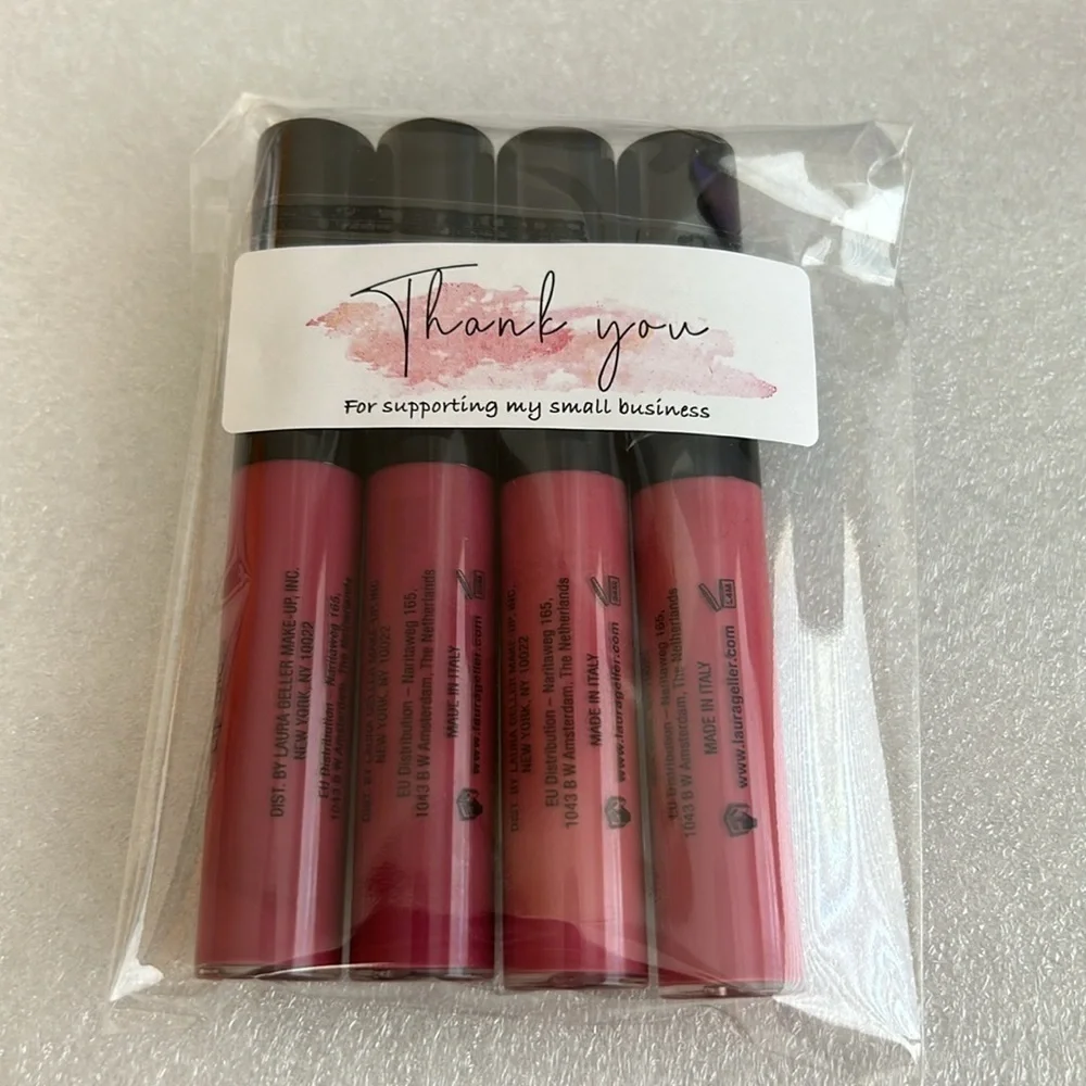 LOT OF 4 Laura Geller Lip Gloss 2 Perked up Pink & 2 Raspberry Roast